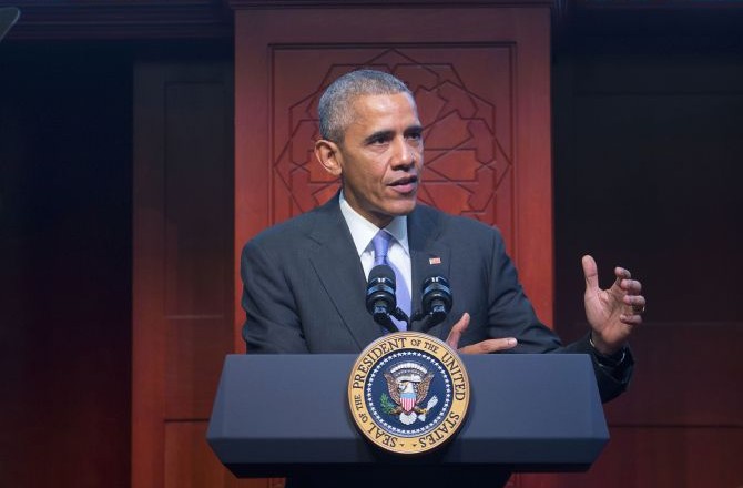 President Barack Obama speaks to members of the Muslim American community at the Islamic Society of Baltimore Wednesday Feb. 3 2016 in Baltimore Md. Obama was making his first visit to a U.S. mosque at a time Muslim Americans say they're confron