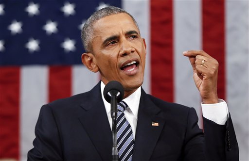 President Barack Obama delivers his State of the Union address before a joint session of Congress on Capitol Hill in Washington Tuesday Jan. 12 2016