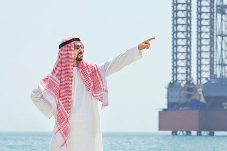 Arab on seaside in traditional clothing