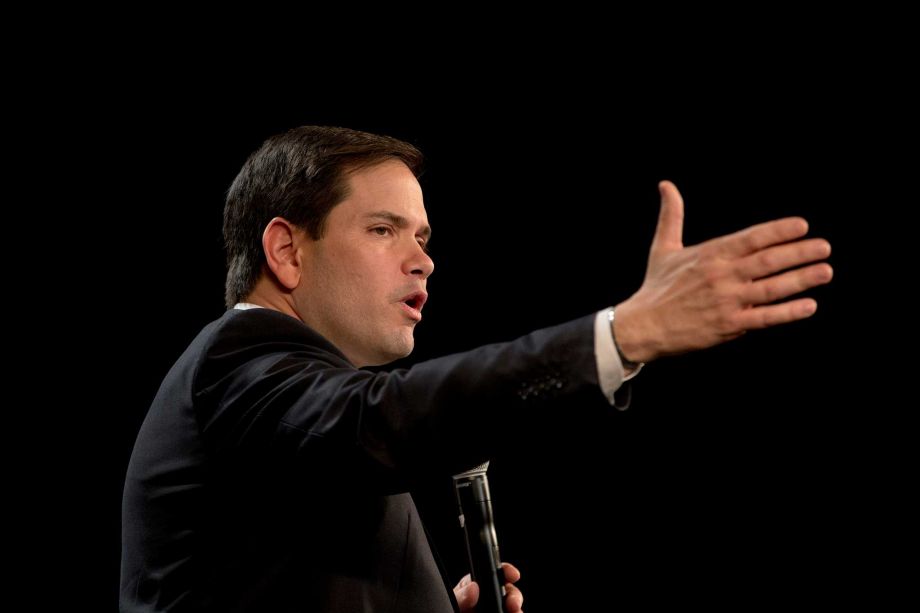 Republican presidential candidate Sen. Marco Rubio R-Fla. speaks at a rally Sunday Feb. 21 2016 in North Las Vegas Nev