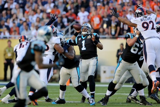 ASSOCIATED PRESS           Carolina Panthers Cam Newton in action against the Denver Broncos during the NFL Super Bowl 50 football game on Sunday in Santa Clara Calif