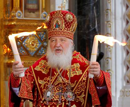 Patriarch of Moscow and all Russia Kirill leads an Orthodox service in the Christ the Saviour Cathedral in Moscow