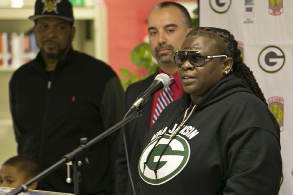 New Miami Jackson High football coach Lakatriona Brunson addresses the media during Monday's news conference