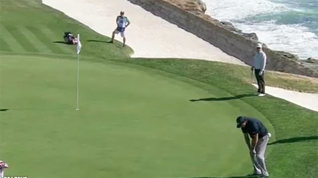 Phil Mickelson keeps his 2016 highlight reel going with this chip-in during the third round of the AT&T Pebble Beach Pro-Am