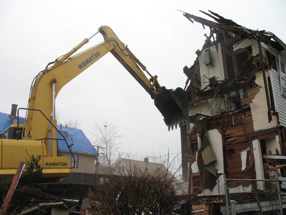 Home demolition in Cleveland