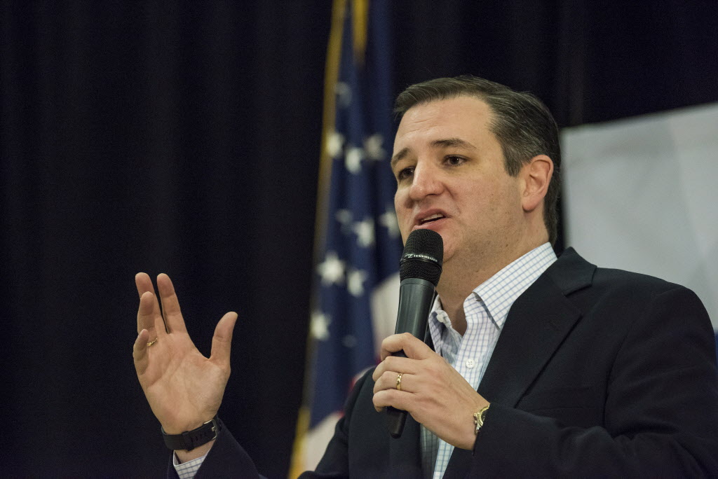 Senator Ted Cruz a Republican from Texas and 2016 presidential candidate speaks during a campaign rally at Durango Community Center YMCA in Las Vegas Nevada U.S. on Monday Feb. 22 2016. Cruz said Monday he asked national spokesman Rick Tyler to res