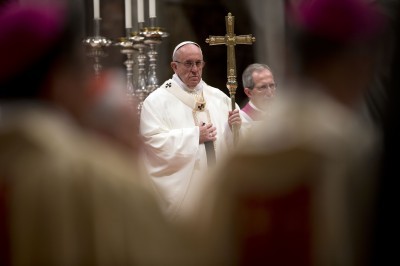 Pope Francis celebrates a mass for nuns and priest