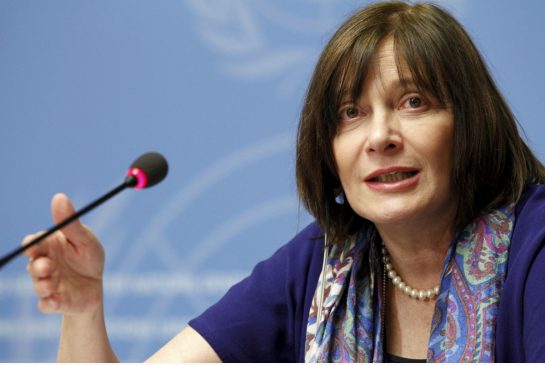 World Health Organization Assistant Director General Marie-Paule Kieny gestures during a news conference on Zika virus in Geneva Switzerland Feb. 12 2016