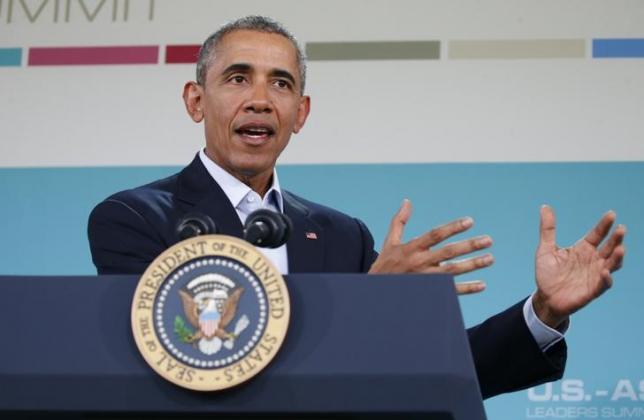 U.S. President Barack Obama speaks at a news conference after the 10-nation Association of Southeast Asian Nations summit in Rancho Mirage California