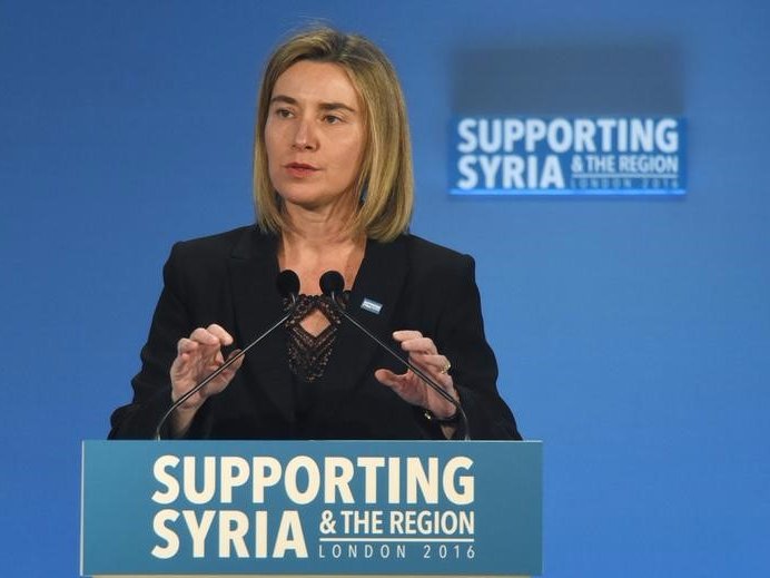 Federica Mogherini the High Representative of the European Union for Foreign Affairs speaks at the donors Conference for Syria in London Britain