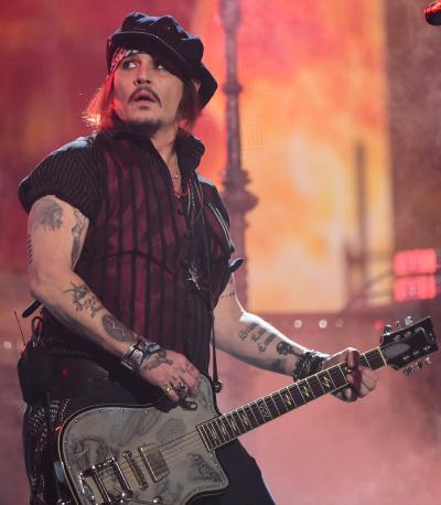 Johny Depp performs onstage with his new supergroup The Hollywood Vampires