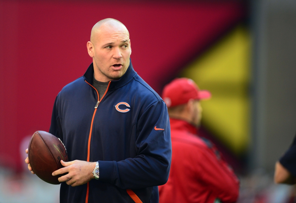 Dec. 23 2012 Glendale AZ USA Chicago Bears injured linebacker Brian Urlacher prior to the game against the Arizona Cardinals at University of Phoenix Stadium. Mandatory Credit Mark J. Rebilas-USA TODAY Sports ORG XMIT USATSI-82210 ORIG FILE ID 20