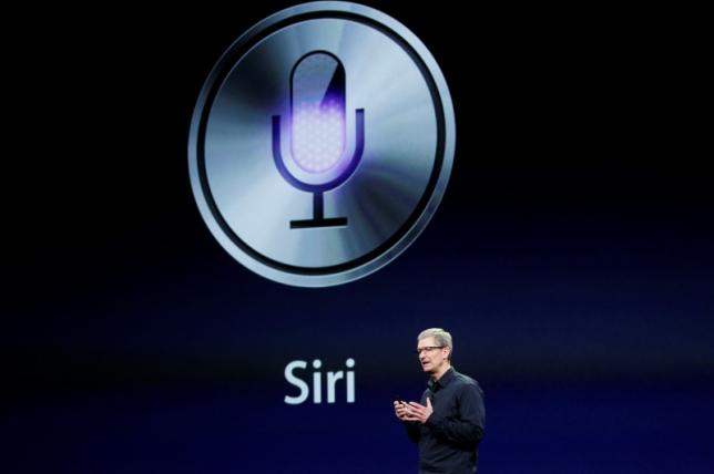 CEO Tim Cook talks about Siri during an Apple event in San Francisco California