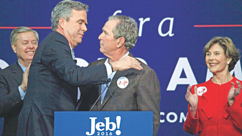 George W Bush campaigns for brother Jeb