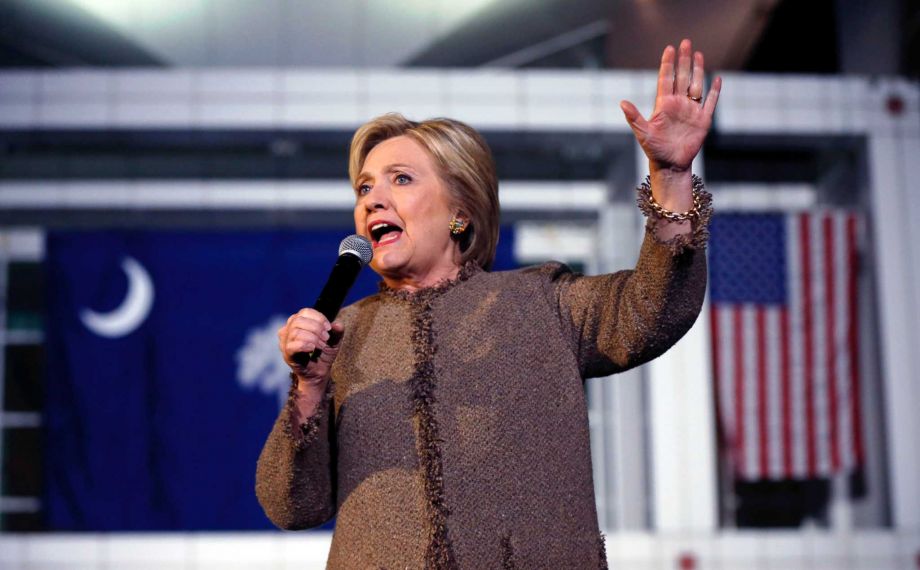 Democratic presidential candidate Hillary Clinton speaks at a'Get Out The Vote Rally in Columbia S.C. Friday Feb. 26 2016