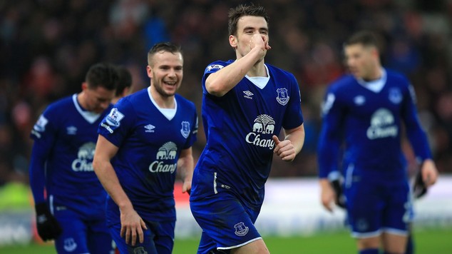 Seamus Coleman celebrates his goal