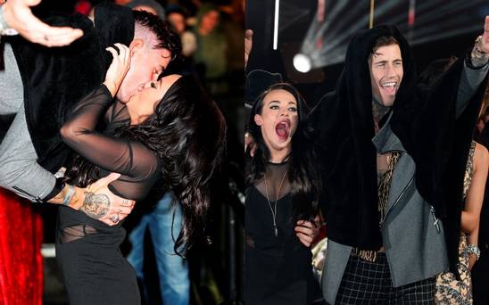 Stephanie Davis and Jeremy Mc Connell kiss at the Celebrity Big Brother final and celebrate after