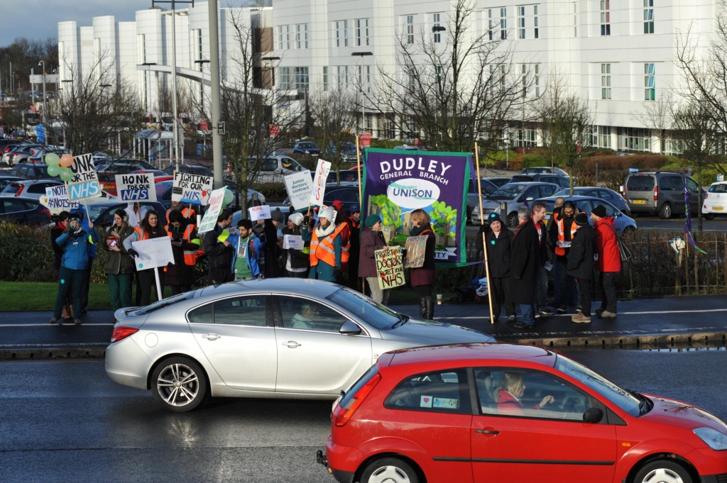 Striking junior doctors at Russells Hall Hospital near Dudley