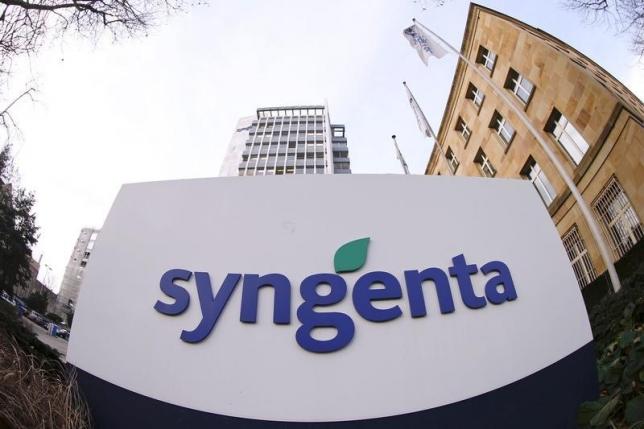 Swiss agrochemicals maker Syngenta's logo is seen in front of the headquarters in Basel