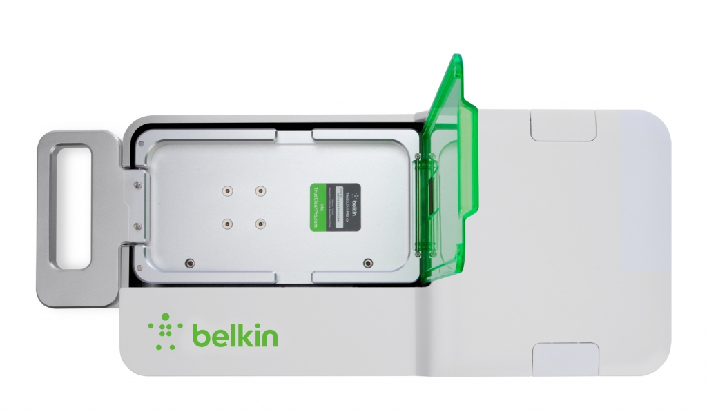 The Belkin Trueclear Pro screen protector installation machine