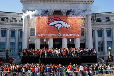 The Broncos were feted at a victory celebration in Denver on Tuesday
