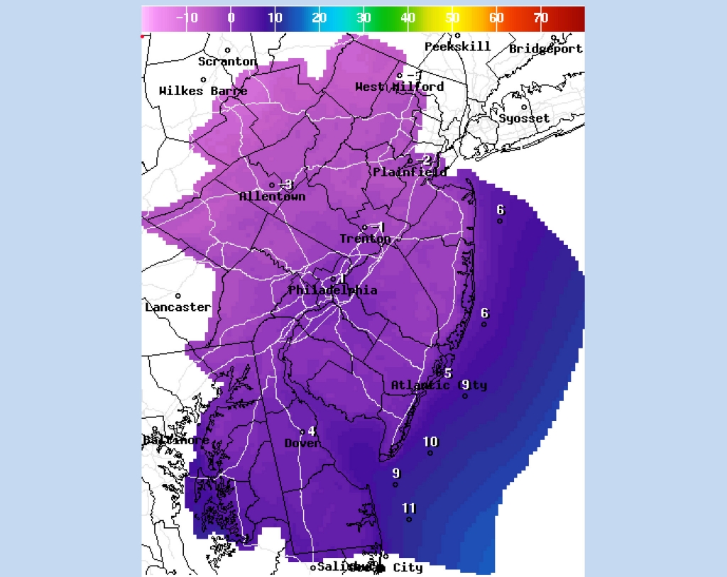The National Weather Service predicts these temperatures for 9 a.m. Sunday Feb. 14 2016