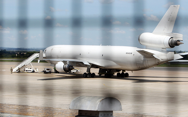 The cargo plane grounded at Zimbabwe's international airport