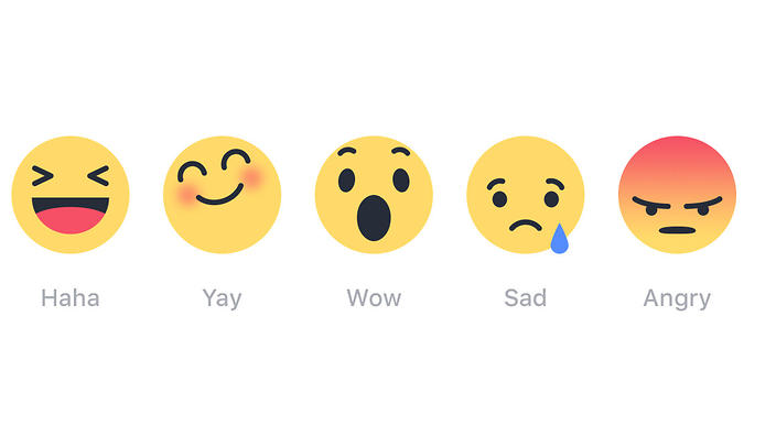 This image provided by Facebook shows its newly introduced'Reactions buttons