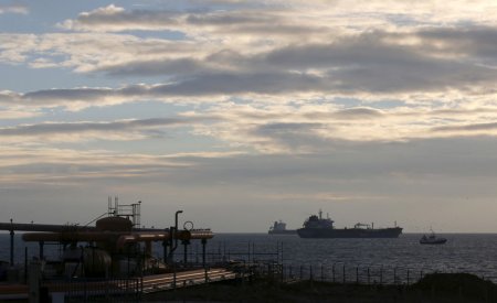 Oil tankers sit anchored off the Fos Lavera oil hub near Marseille France