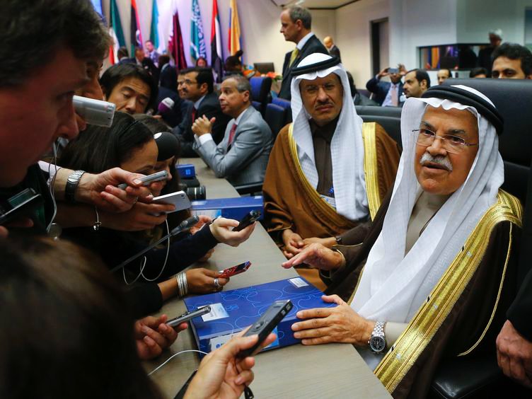 Saudi Arabian Oil Minister Ali al Naimi talks to journalists during a meeting of OPEC oil ministers in Vienna Austria