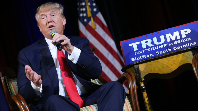 Republican presidential candidate Donald Trump speaks to voters Wednesday in Bluffton S.C. Trump addressed the Sun City Republicans with three days remaining before the South Carolina Republican primary