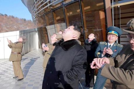 North Korean leader Kim Jong Un watched the launch of a long-range rocket Saturday. World leaders denounced it as an “intolerable provocation.”