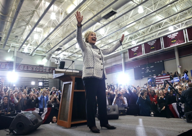 US Democratic presidential candidate and former Secretary of State Hillary Clinton