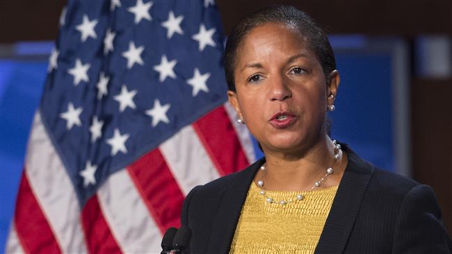 US National Security Adviser Susan Rice speaks at George Washington University in Washington DC