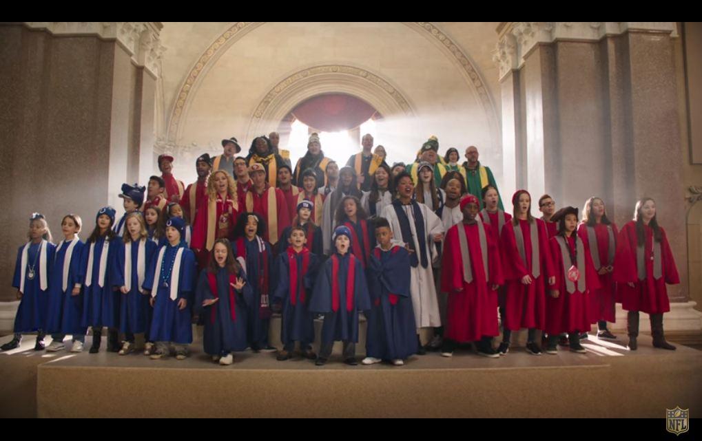 A still from the'Super Bowl Babies Choir features children born nine months after their teams won the big game. Seal and the NFL teamed up for the advertisement leading up to Super Bowl 50