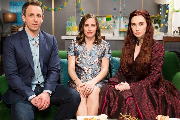 Melisandre from'Game of Thrones Attends Seth Meyers Baby Shower