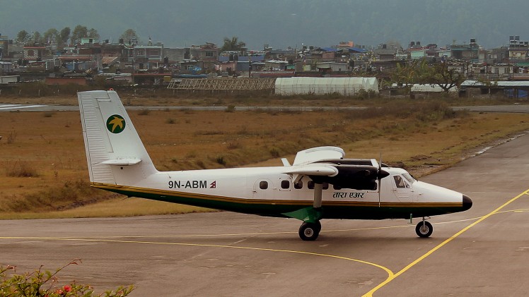 Wikipedia A Tara Air Twin Otter lands at Pokhara Airport in 2013 after a flight from Jomsom