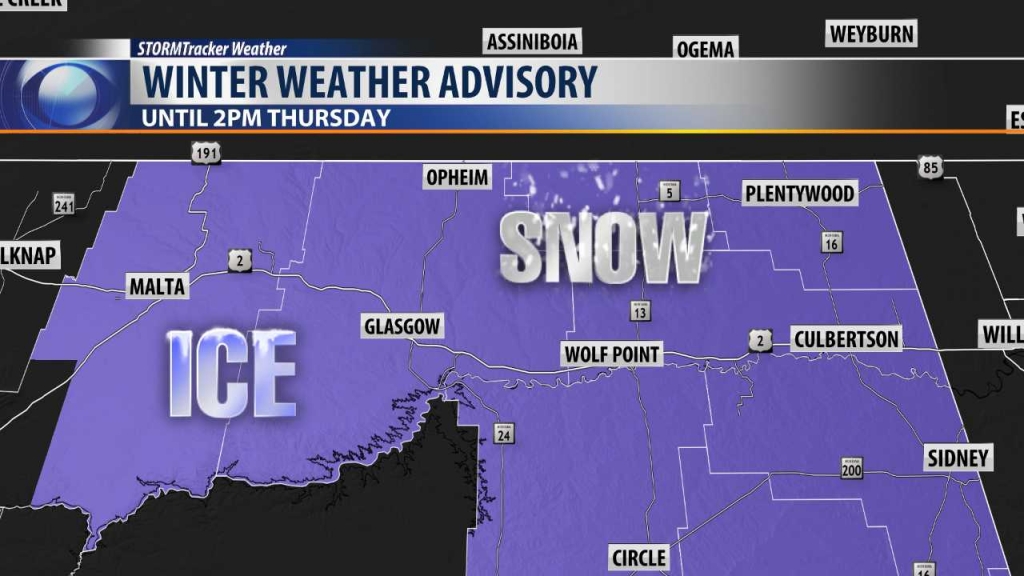 Winter Weather Advisory for northeast Montana until 2pm Thursday