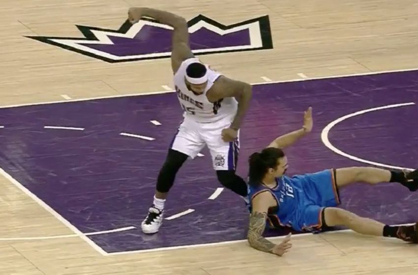 DeMarcus Cousins stops just short of punching Steven Adams in head