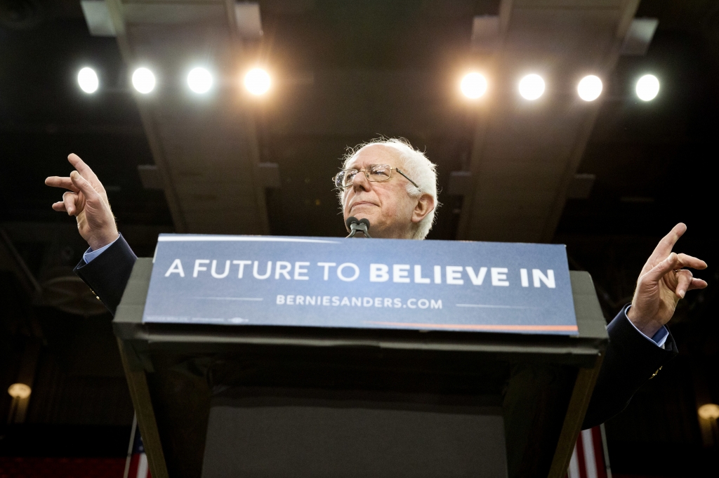 Democratic presidential candidate Sen. Bernie Sanders I-Vt. speaks during a campaign rally Sunday in Oklahoma City