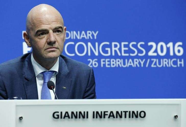 Newly elected FIFA President Gianni Infantino attends a news conference during the Extraordinary FIFA Congress in Zurich Switzerland