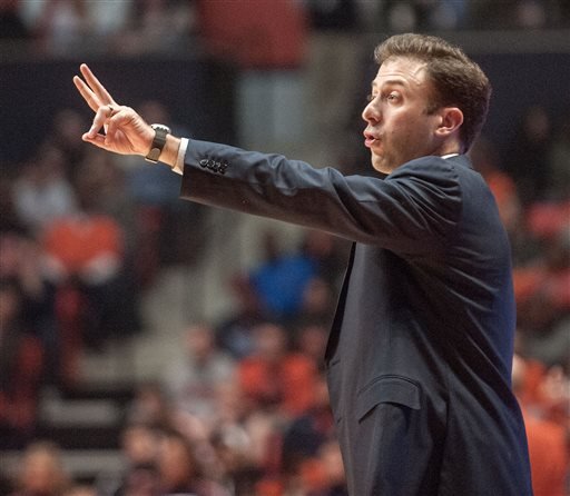 Minnesota head coach Richard Pitino directs his team during the first half of an NCAA college basketball game against Illinois in Champaign Ill. Sunday Feb. 28 2016