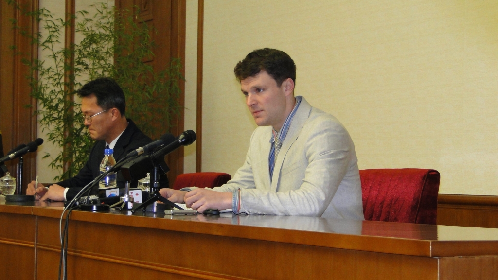 North Korea has allowed the world to get its first glimpse of Otto Frederick Warmbier an American student at the University of Virginia two months after his arrest