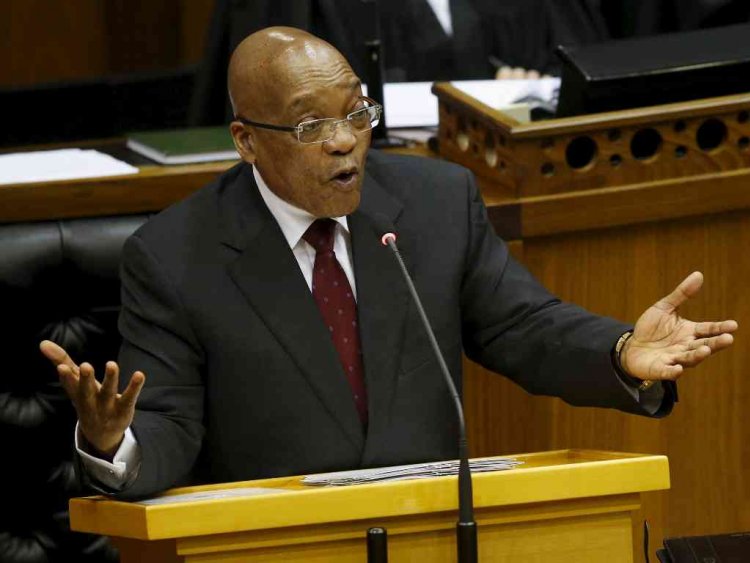 South Africa's President Jacob Zuma answers questions in parliament in Cape Town