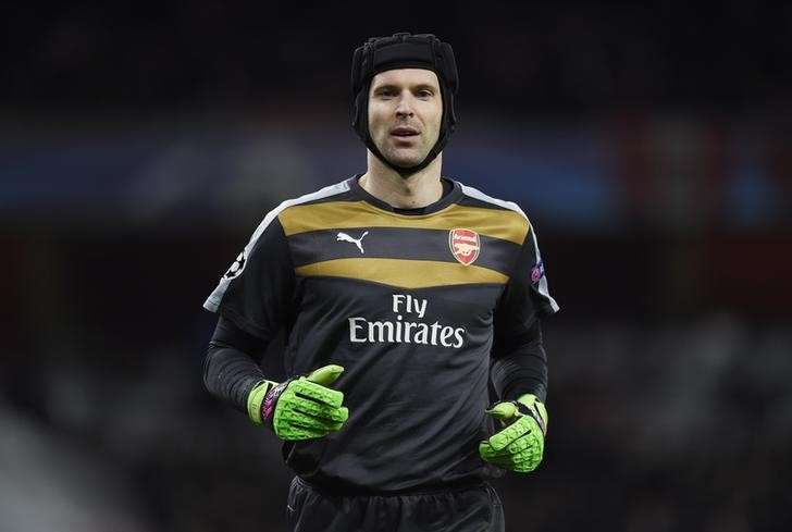 Football Soccer- Arsenal v FC Barcelona- UEFA Champions League Round of 16 First Leg- Emirates Stadium London England- 15/16- 23/2/16. Arsenal's Petr Cech Reuters  Toby Melville