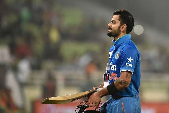 Virat Kohli walks back dismissed in the Pakistan match