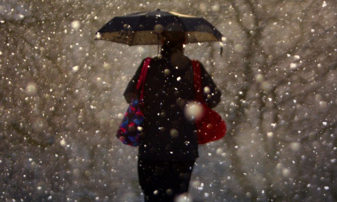 A snowy walk in Baxter Park Dundee during one of Friday's sunnier spells