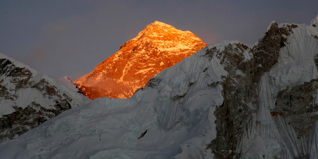 Mt Everest is seen from the way to Kalapatthar in Nepal