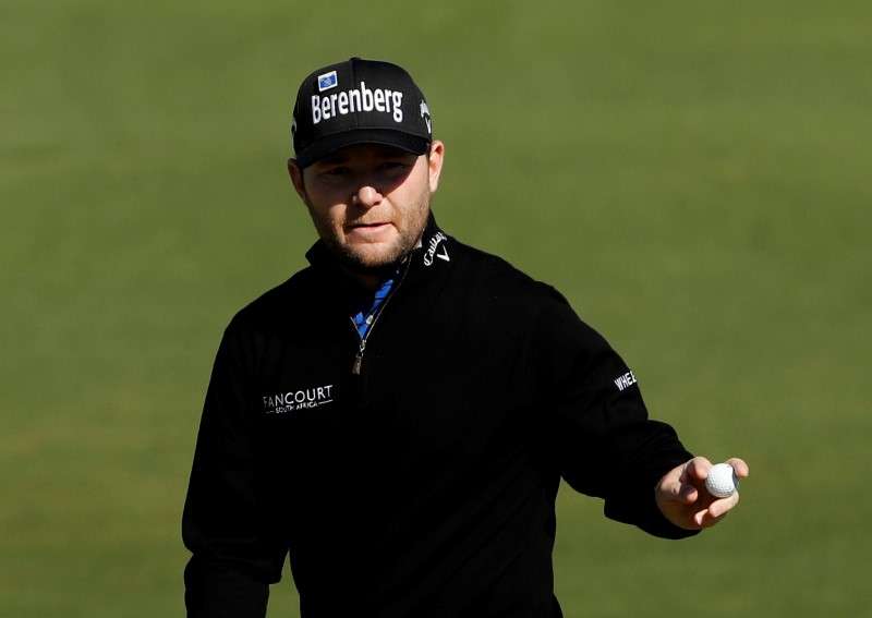 Apr 8 2016 Augusta GA USA Branden Grace after making a birdie putt on the 2nd hole during the second round of the 2016 The Masters golf tournament at Augusta National Golf Club. Mandatory Credit Rob Schumacher-USA TODAY Sports