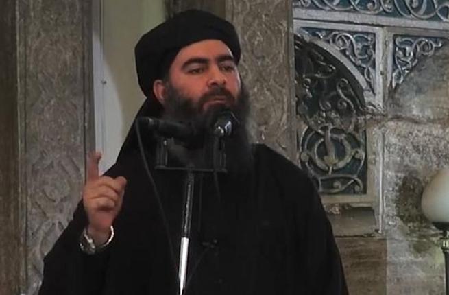 A screen grab of Abu Bakr al Baghdadi addressing his followers